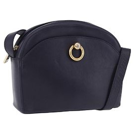 Céline Borsa a tracolla CELINE in pelle blu navy e oro Auth ka5240A D'oro Blu navy