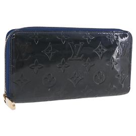 LOUIS VUITTON Monogram Vernis Zippy Long Wallet Grand blue M90047 Auth BA14414 Blue