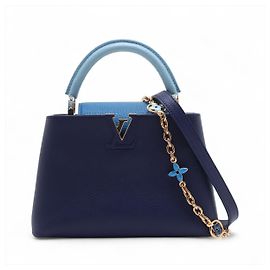 Louis Vuitton Capucines BB Taurillon Leather Handbag Blue Blue