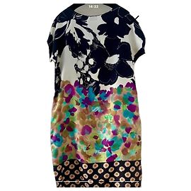 Etro vestido midi de seda estampado Preto Branco Multicor