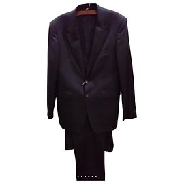 Burberry Men's Virgin Wool Suit Black Blue Dark blue