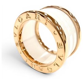 Bulgari Bvlgari B.zero1 Pink Gold Ceramic Band Ring White Golden