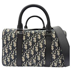 Christian Dior Dior Homme Lango 26 Leather Shoulder Bag Beige Navy blue