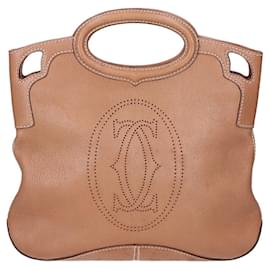 Bolsa Cartier Marcello de Leather anos 90 Camelo