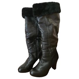 Bottes Chie Mihara en cuir noir et fourrure Noir