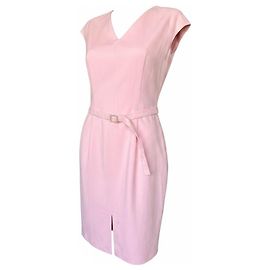 Autre Marque Pietro Filipi Pink Wool Blend Belted Dress Pink