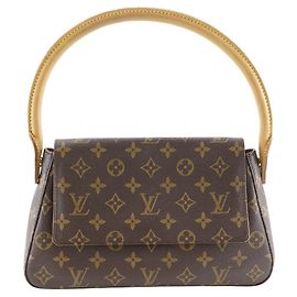 Bolsa de Ombro Louis Vuitton Mini Looping Monogram Marrom Bronze