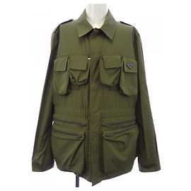 Giacca con logo triangolo Prada Verde Cachi