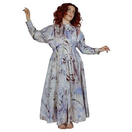 Vestido largo de algodón estampado Alexander McQueen William Blake Dante Blanco Roja Azul Otro Púrpura