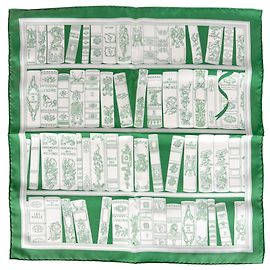 Hermès Lenço Hermes Petit Carré Bibliotheque Verde