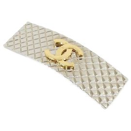 Chanel Gold and Silver Barrette Silvery Golden