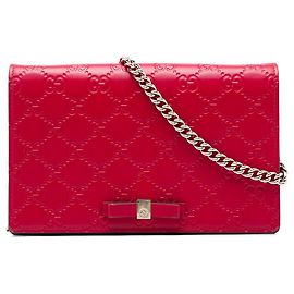 Cartera con cadena Gucci Red Mini Guccissima con lazo Roja