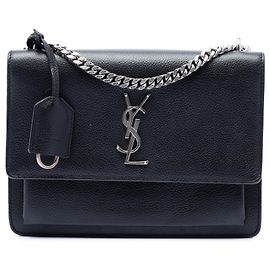 Bolsa transversal Monogram Sunset em couro de bezerro de grão médio preto Saint Laurent Preto