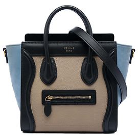 Céline Bolsa Tote Celine Nano Tricolor em couro bege Bege