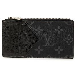Louis Vuitton Black Monogram Eclipse Taigarama Coin Card Holder Black