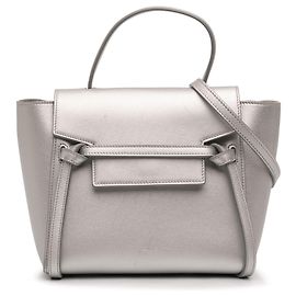 Céline Bolsa Belt Celine em couro de vitelo laminado prata Nano Prata