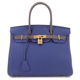 Hermès Borsa Hermes Birkin 30 Blu Grigio