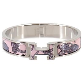 Hermès Hermes Clic H PM Honage Brides de Coeur Bangle Silvery Pink