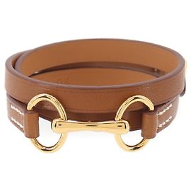 Pulseira Hermès Triple Tour em couro marrom Marrom