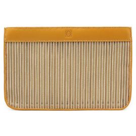 Pochette en cuir mesh Anagram Loewe Jaune