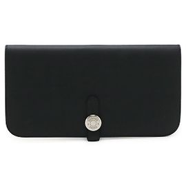 Hermès Carteira longa Dogon Hermes em couro preto Preto
