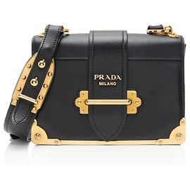 Bolsa de ombro Prada em couro de vitelo Cahier Preto