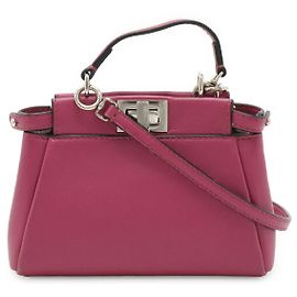 Bolsa de mão Fendi Micro Peekaboo em couro Roxo