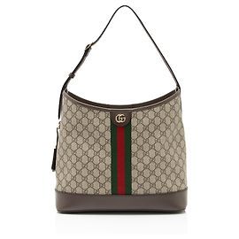 Borsa a tracolla aperta Gucci GG Supreme Ophidia Marrone Beige