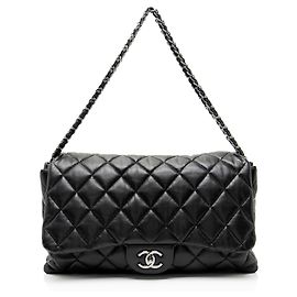 Borsa Chanel Lambskin 3 Accordion Maxi Flap Nero