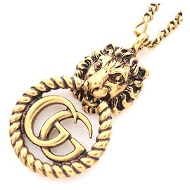 Collier Gucci Lion Head GG Marmont Or Doré Métallisé