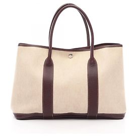 Hermès Sac cabas Hermes Garden Party PM Marron Beige Écru