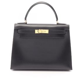 Hermès Bolsa 2-Way Hermes Kelly 28 em couro de bezerro preto Preto