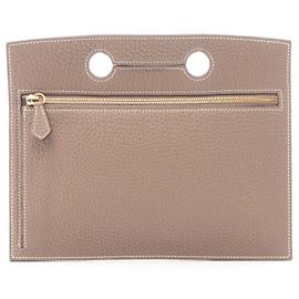 Hermès Hermes HERMES Back Pocket Handbag Pouch in Etoupe Gray Brown Taupe