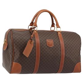 Céline Celine Vintage Duffle in tela e pelle Marrone