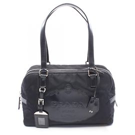 Borsa a tracolla in nylon nero e pelle Prada Nero