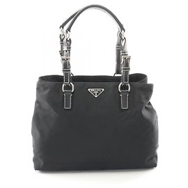 Bolsa Tote de couro Saffiano preto Prada Preto