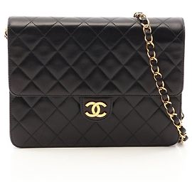 Chanel Matelassé Single Flap Schultertasche Schwarz