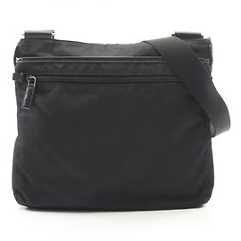 Bolsa de ombro em couro Saffiano e nylon Prada Preto