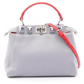 Sac à main 2-way Fendi Mini Peekaboo Studded Rouge Bleu