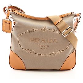 Bolsa de ombro PRADA LOGO JACQUARD Bege