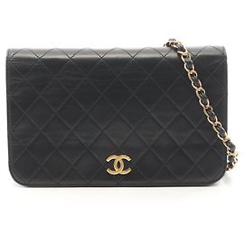 Borsa a tracolla Chanel Matelassé Full Flap Push-Lock Nero