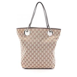 Bolsa Tote Gucci Eclipse GG Canvas Marrom Bege
