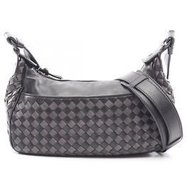 Bolsa de Ombro Bottega Veneta Intrecciato Marrom Preto