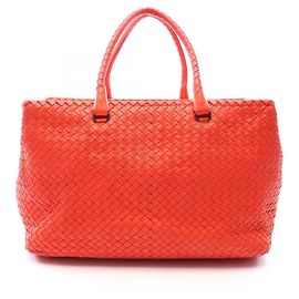 Sac cabas en cuir Intrecciato Bottega Veneta Rouge