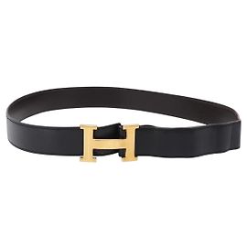 Hermès Cinto Reversível Hermes Constance em Couro Medium Preto