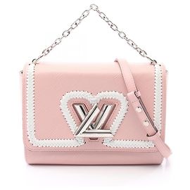 2-Way Handtasche Louis Vuitton Twist MM Pink Weiß