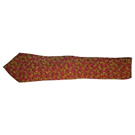 Hermès Silk Tie with Pumpkin Motif Red Yellow