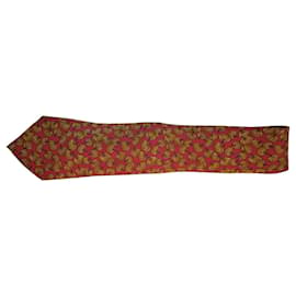 Corbata de seda Hermès estampado calabazas Roja Amarillo