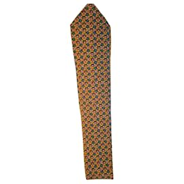 Corbata Hermès de seda amarilla con estampado Multicolor Amarillo