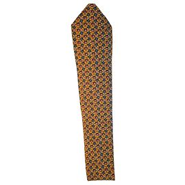 Gravata Hermès de seda amarela com padrão Multicor Amarelo